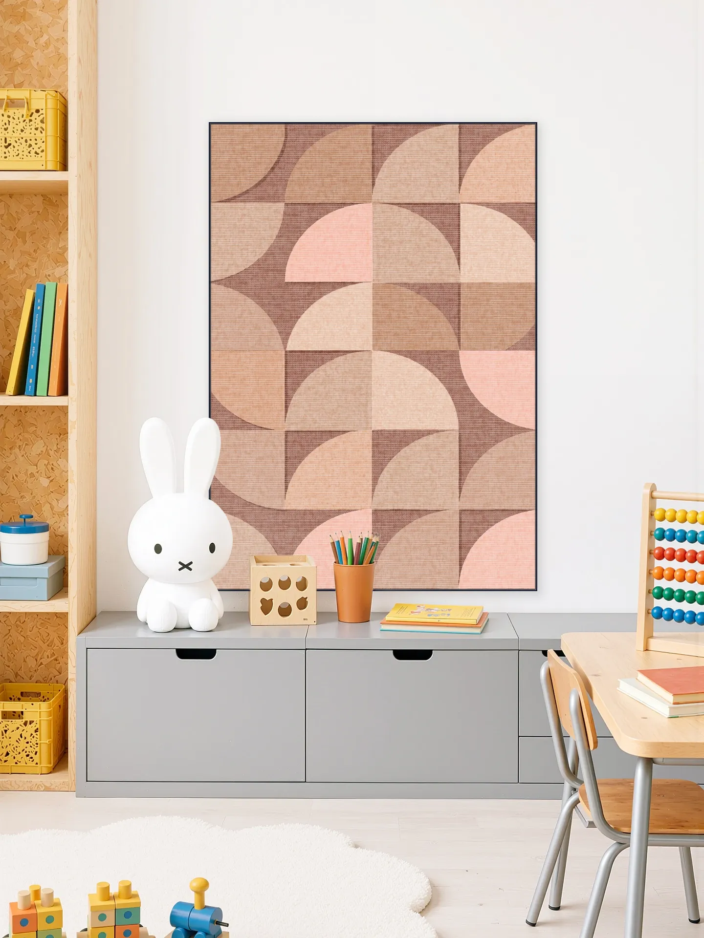 Mid Century Retro Geometry Mocha Pink Light