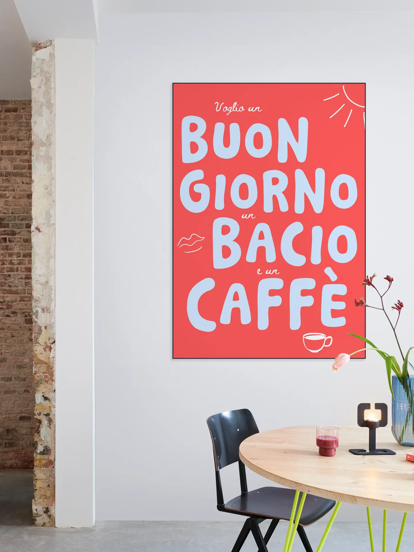 Buongiorno, bacio, caffe - red