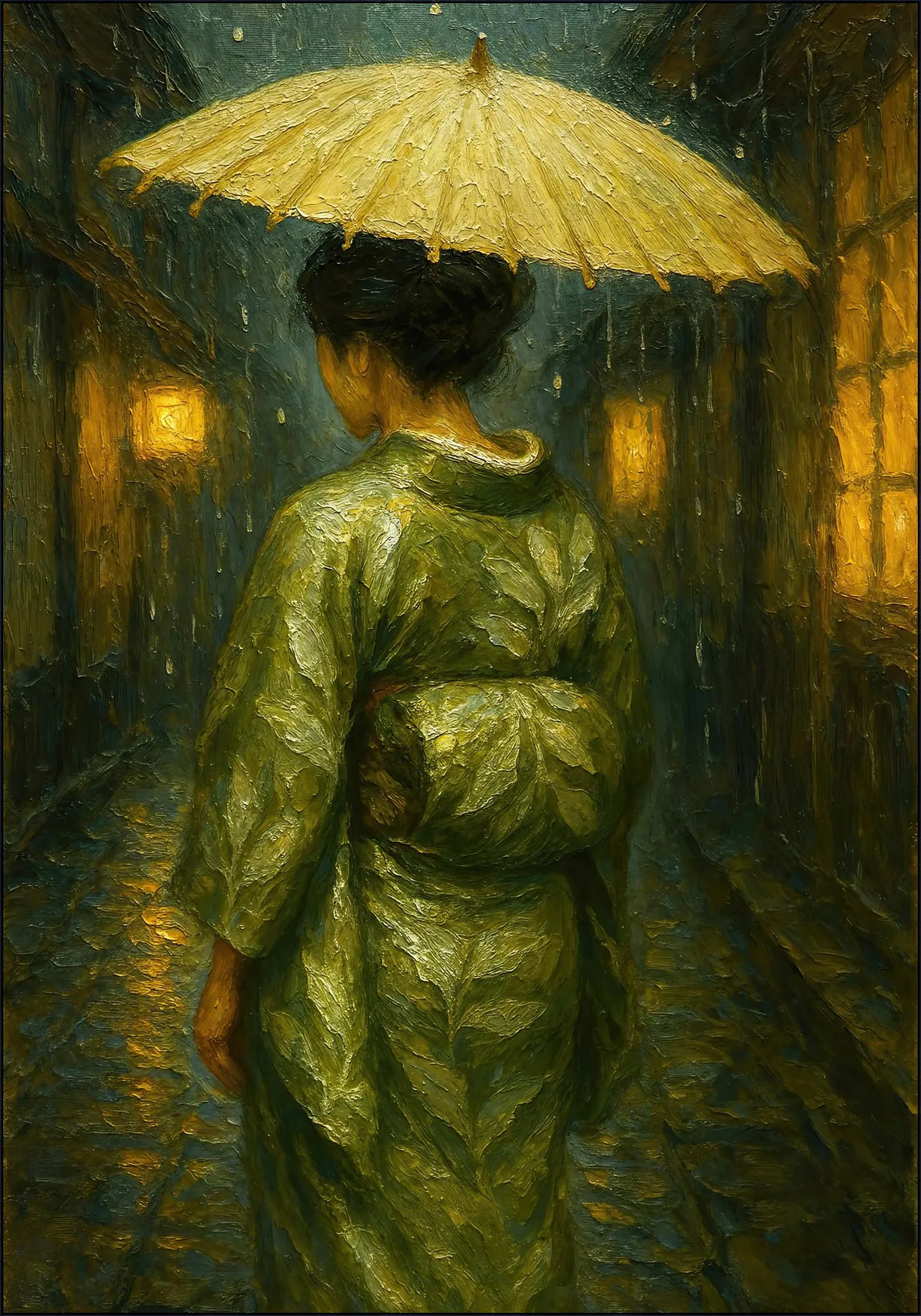 Geisha with a Parasol in the Evening Light