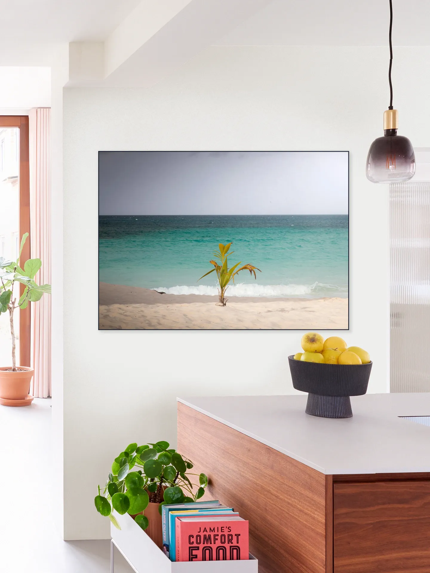 Lonely Palm On Quiet Tropical Beach