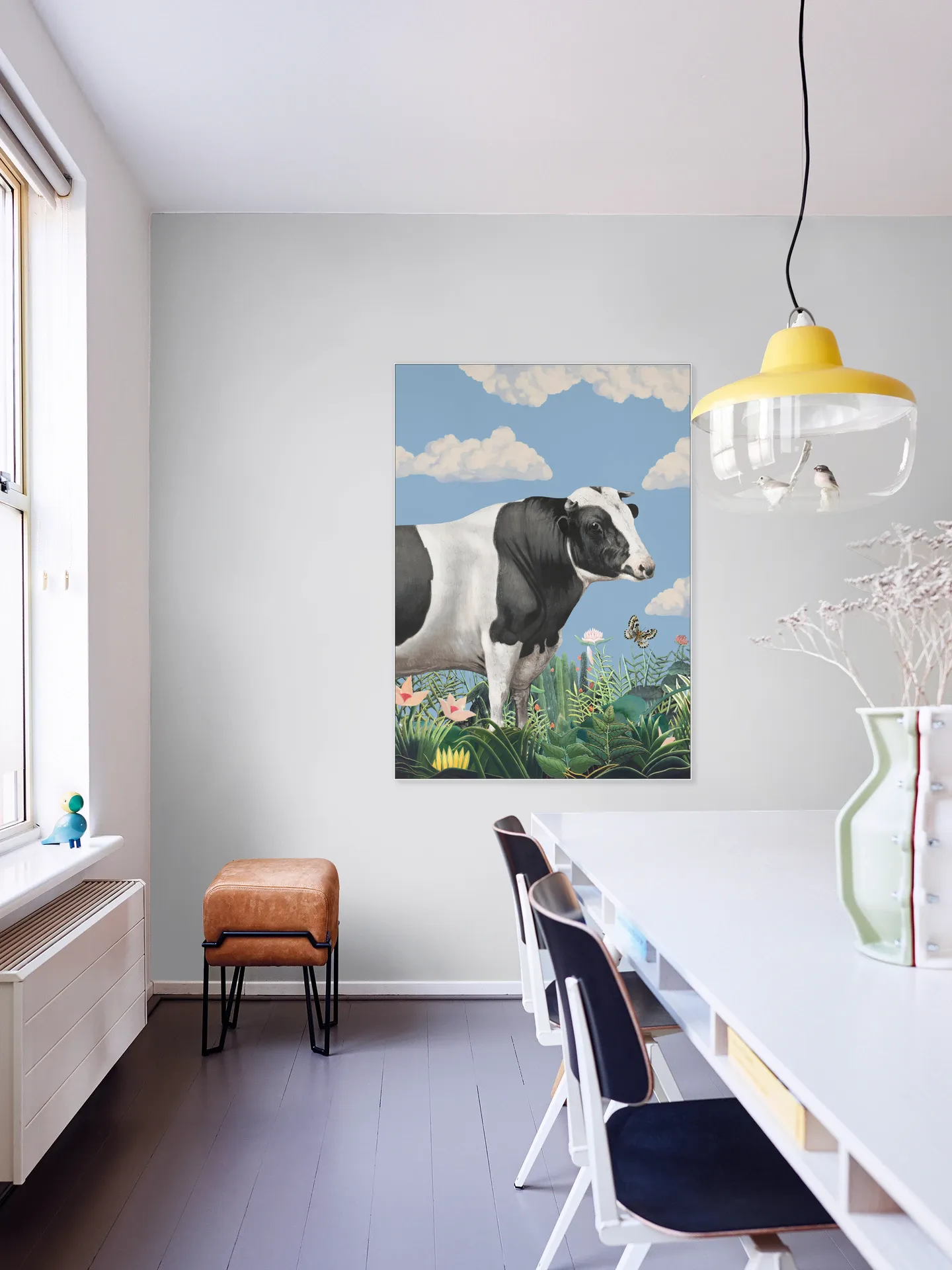 Colourful Portraits of Happy Cows (butterfly Included)