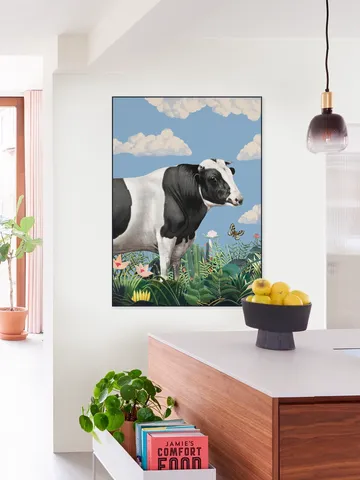 Colourful Portraits of Happy Cows (butterfly Included)