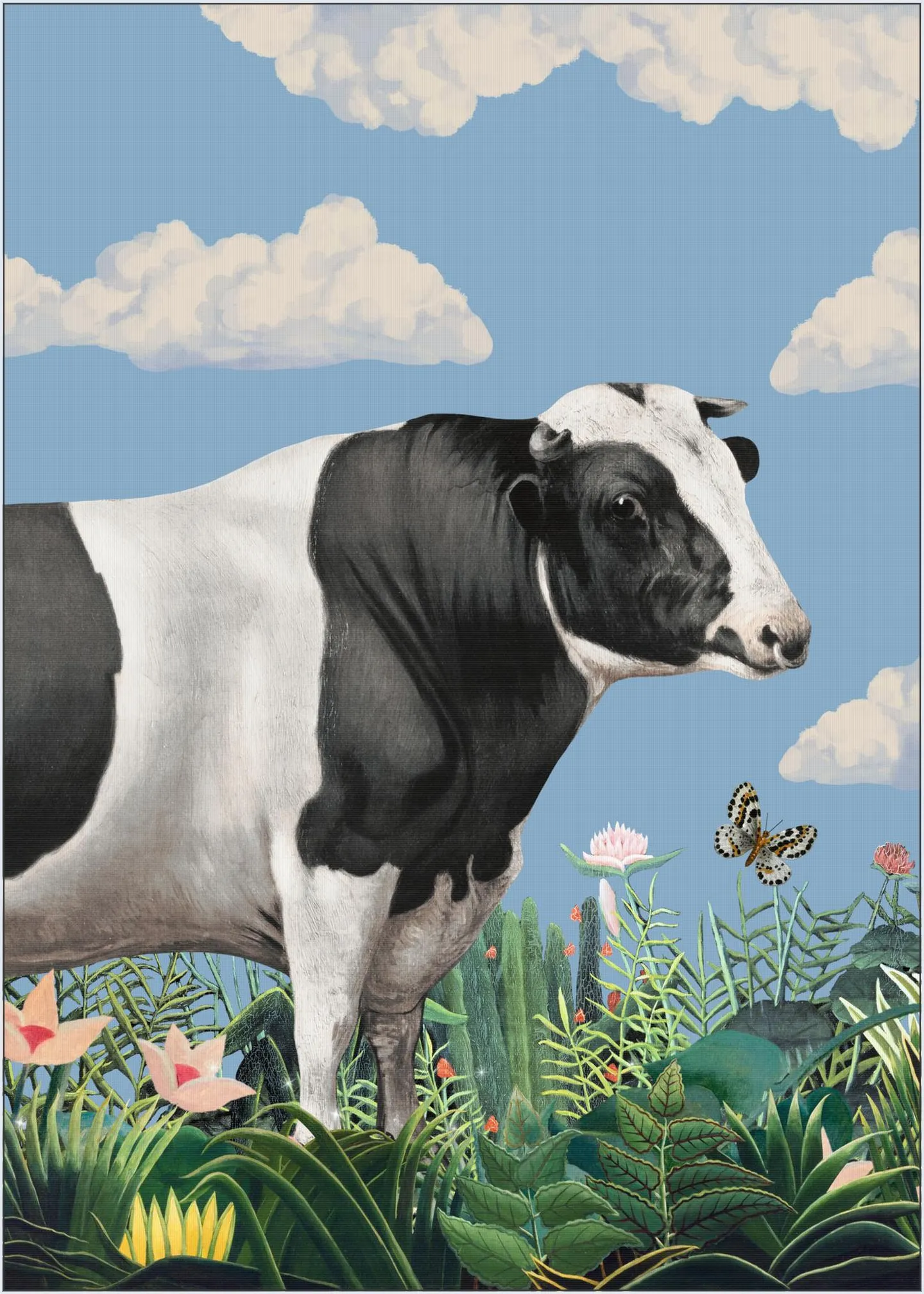 Colourful Portraits of Happy Cows (butterfly Included)