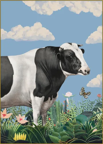 Colourful Portraits of Happy Cows (butterfly Included)
