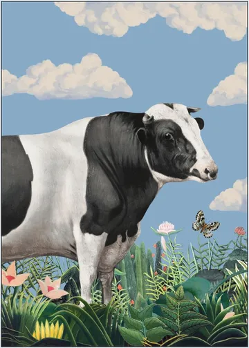 Colourful Portraits of Happy Cows (butterfly Included)