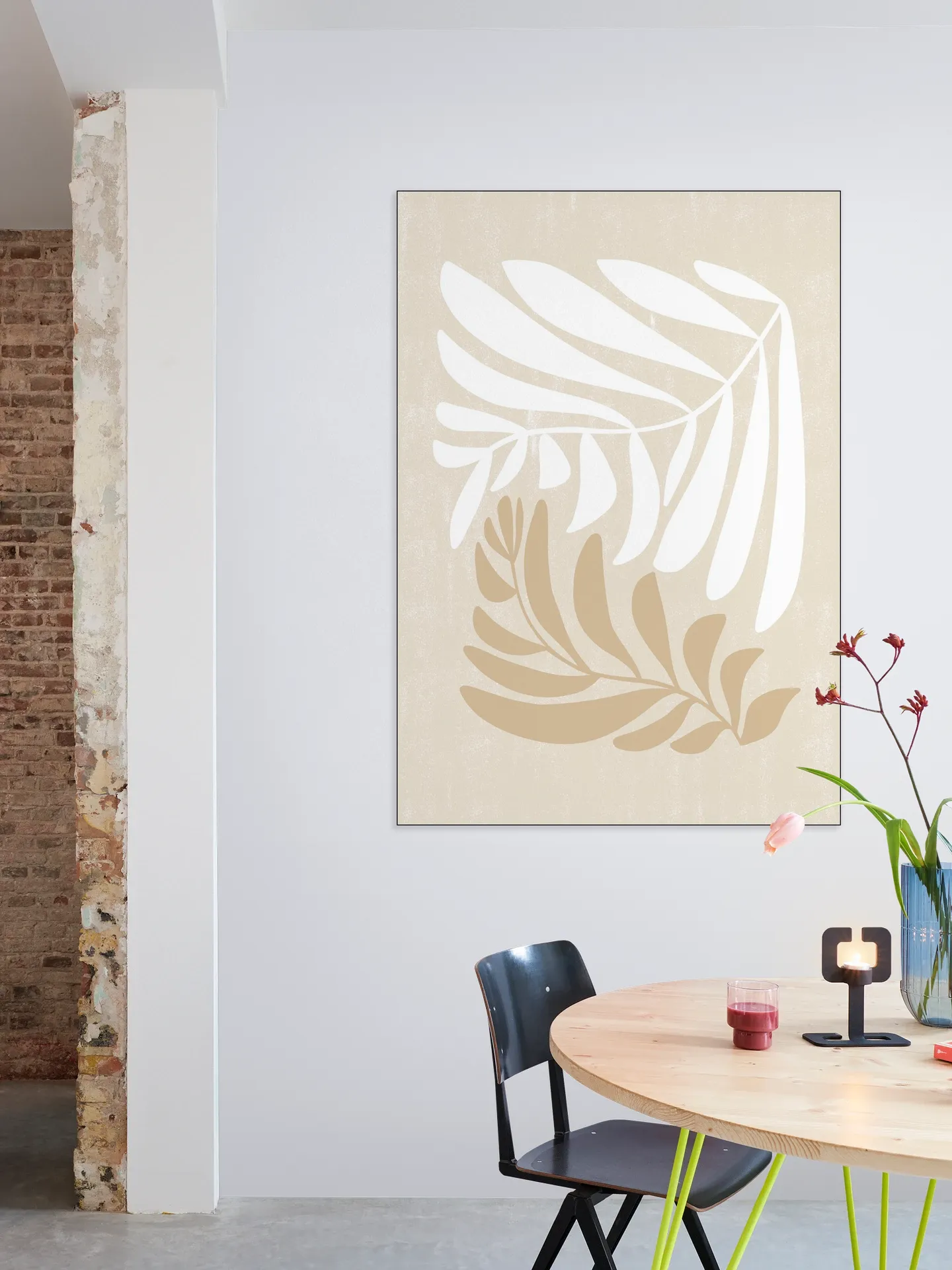 Modern Fern in Beige and White