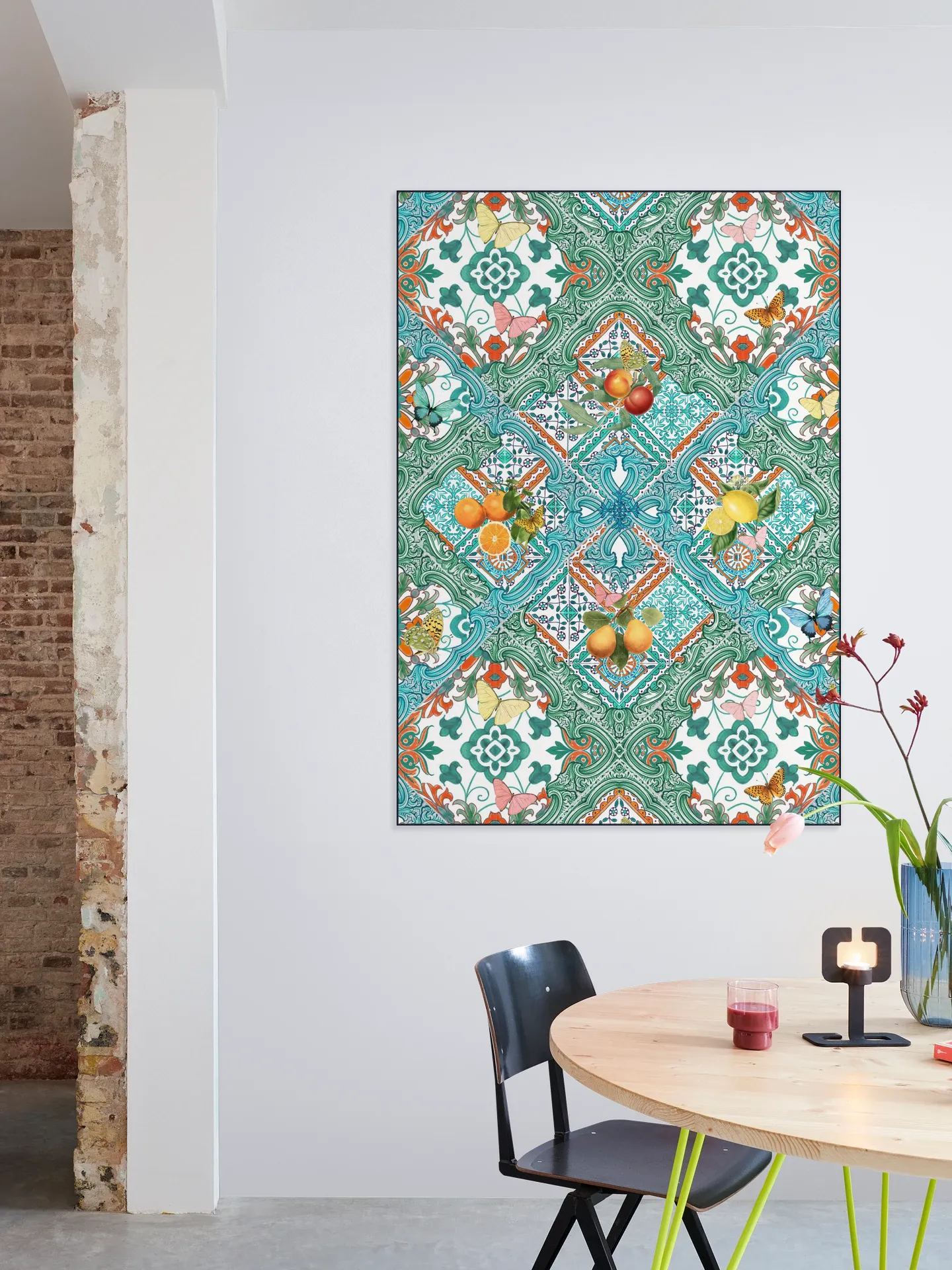 Mediterranean tiles and citrus fruit teal I