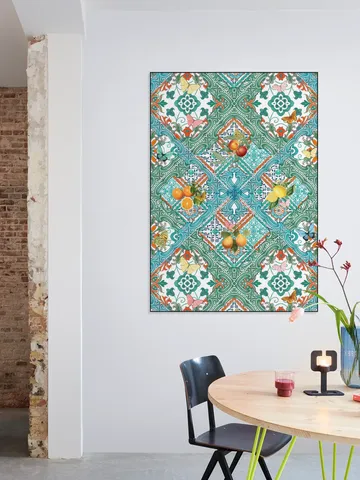 Mediterranean tiles and citrus fruit teal I