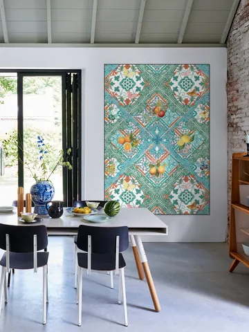 Mediterranean tiles and citrus fruit teal I