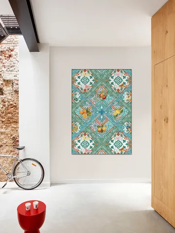 Mediterranean tiles and citrus fruit teal I