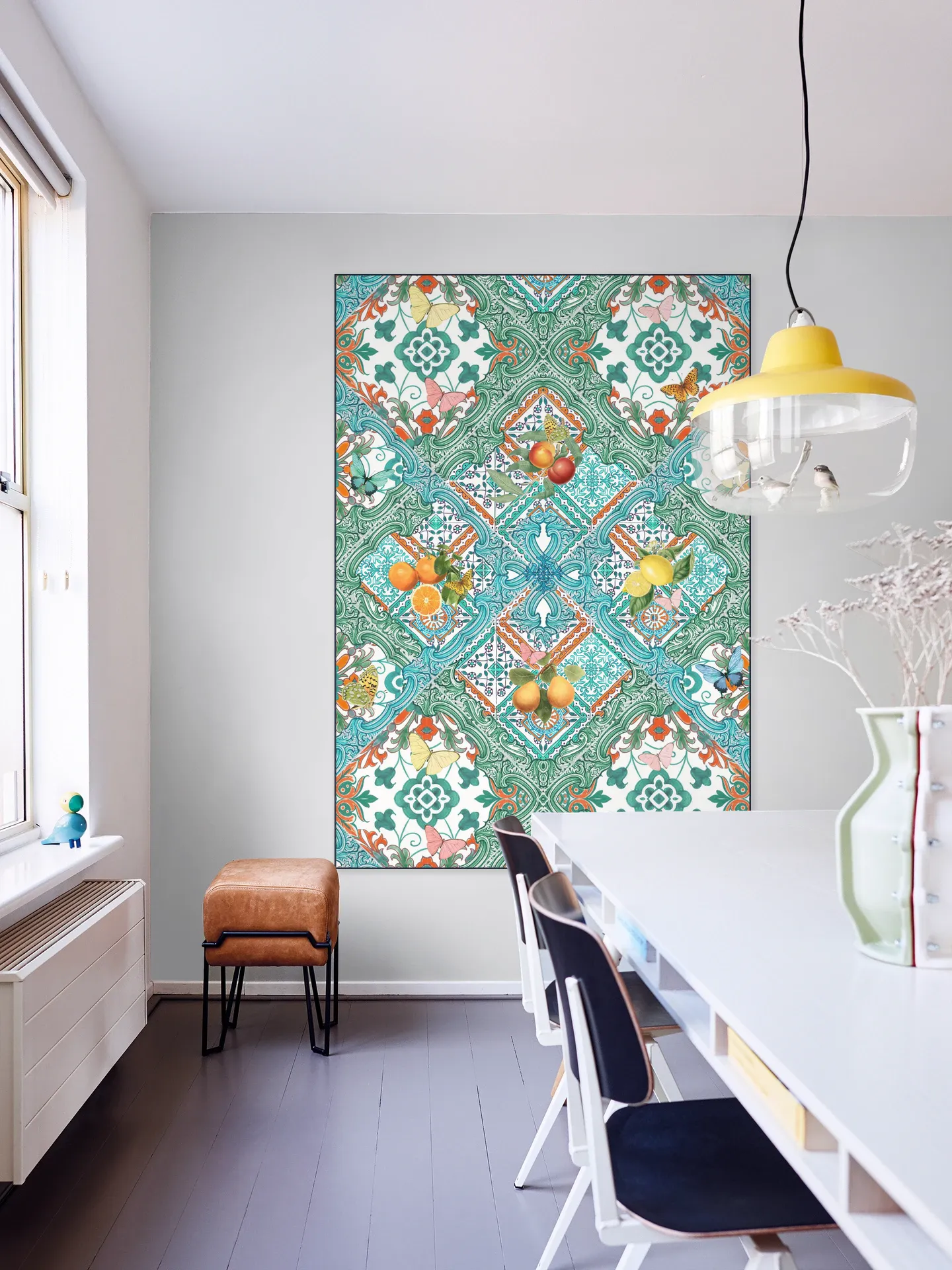 Mediterranean tiles and citrus fruit teal I