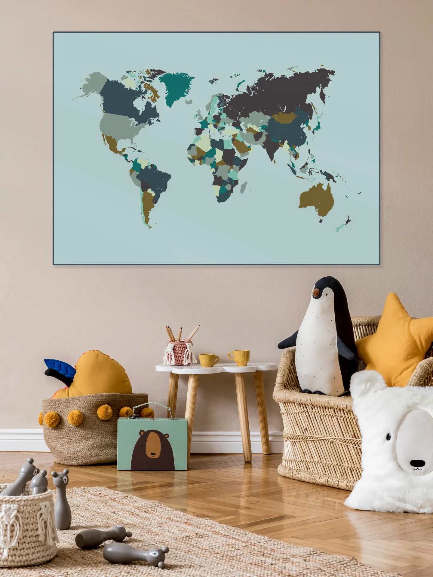 World Map Mosaic Winter