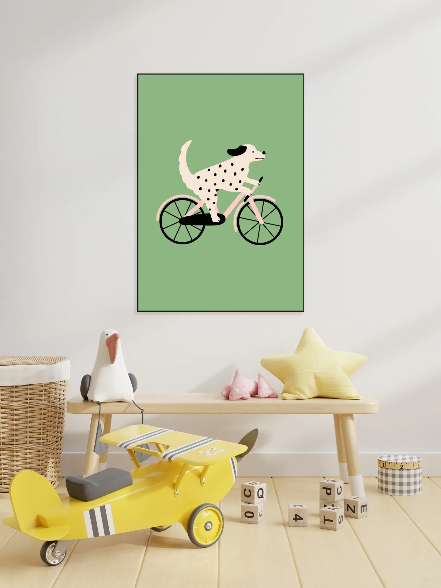 Spotted Dog Riding a Bicycle
