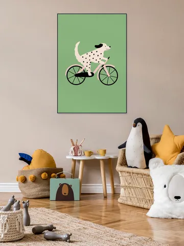 Spotted Dog Riding a Bicycle