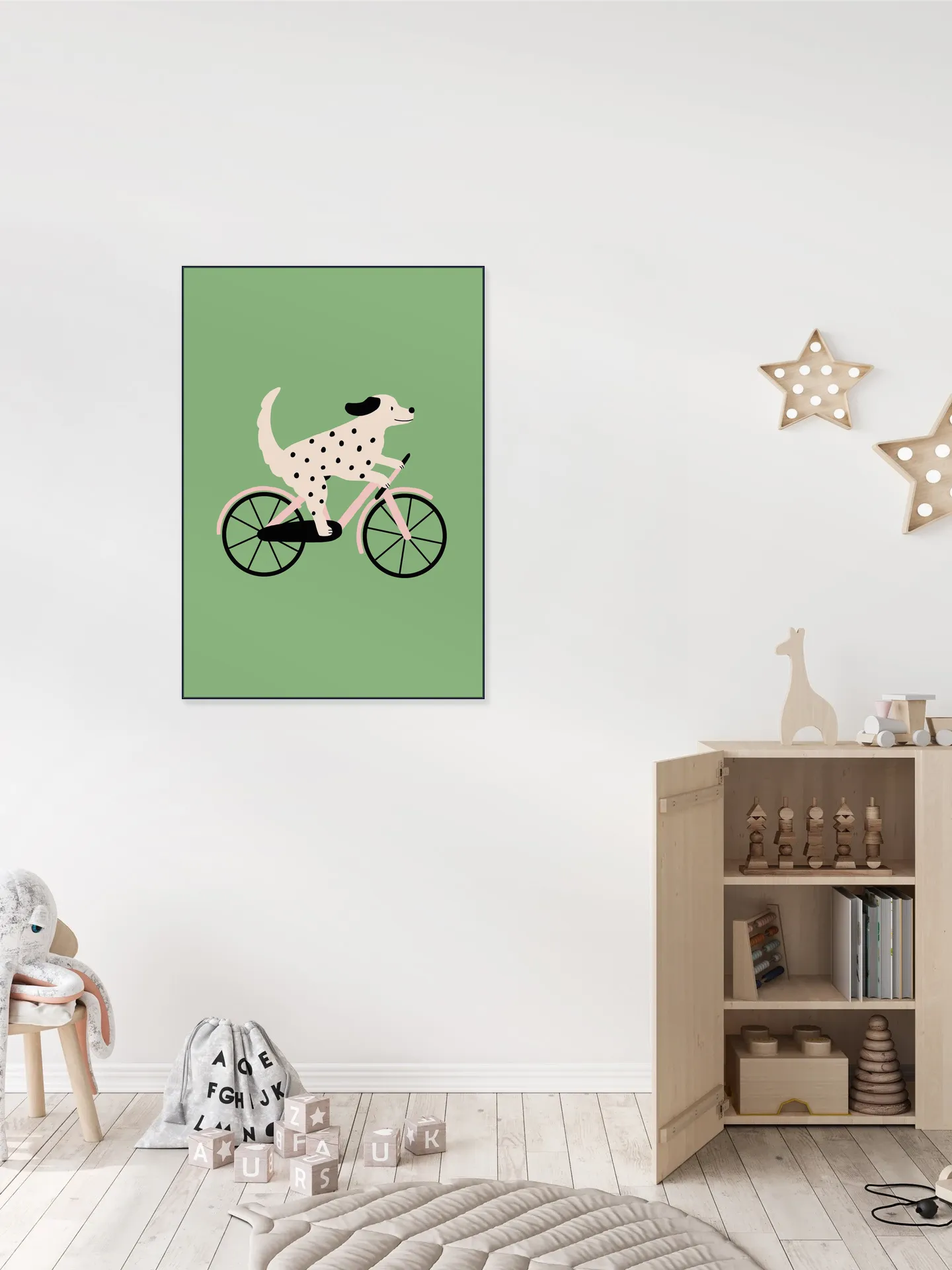 Spotted Dog Riding a Bicycle