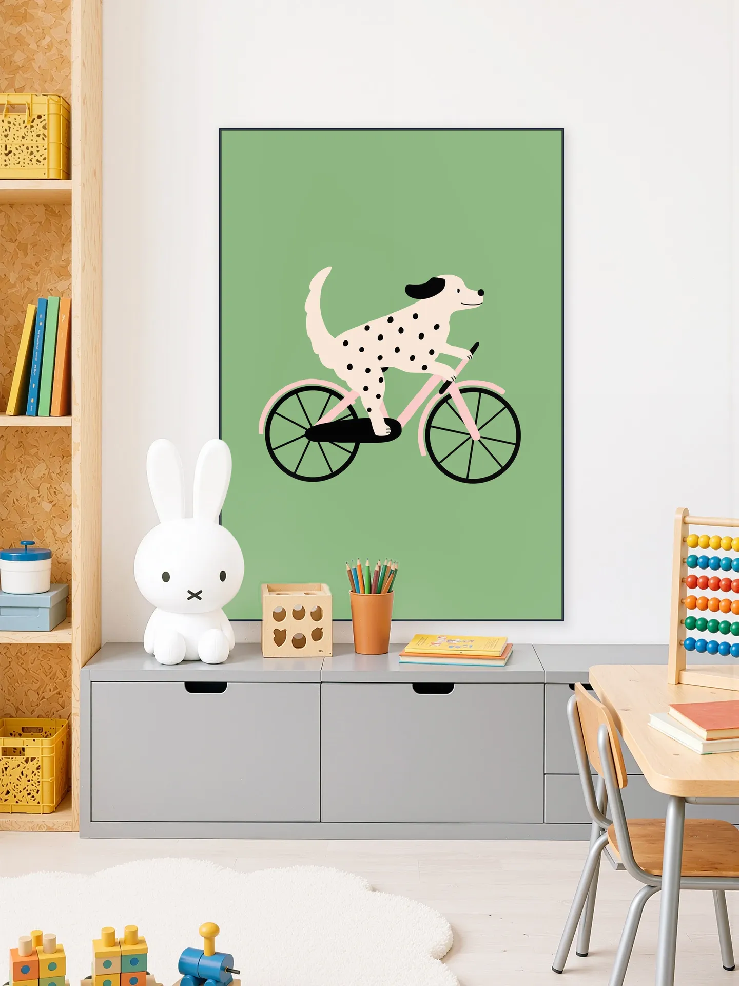 Spotted Dog Riding a Bicycle