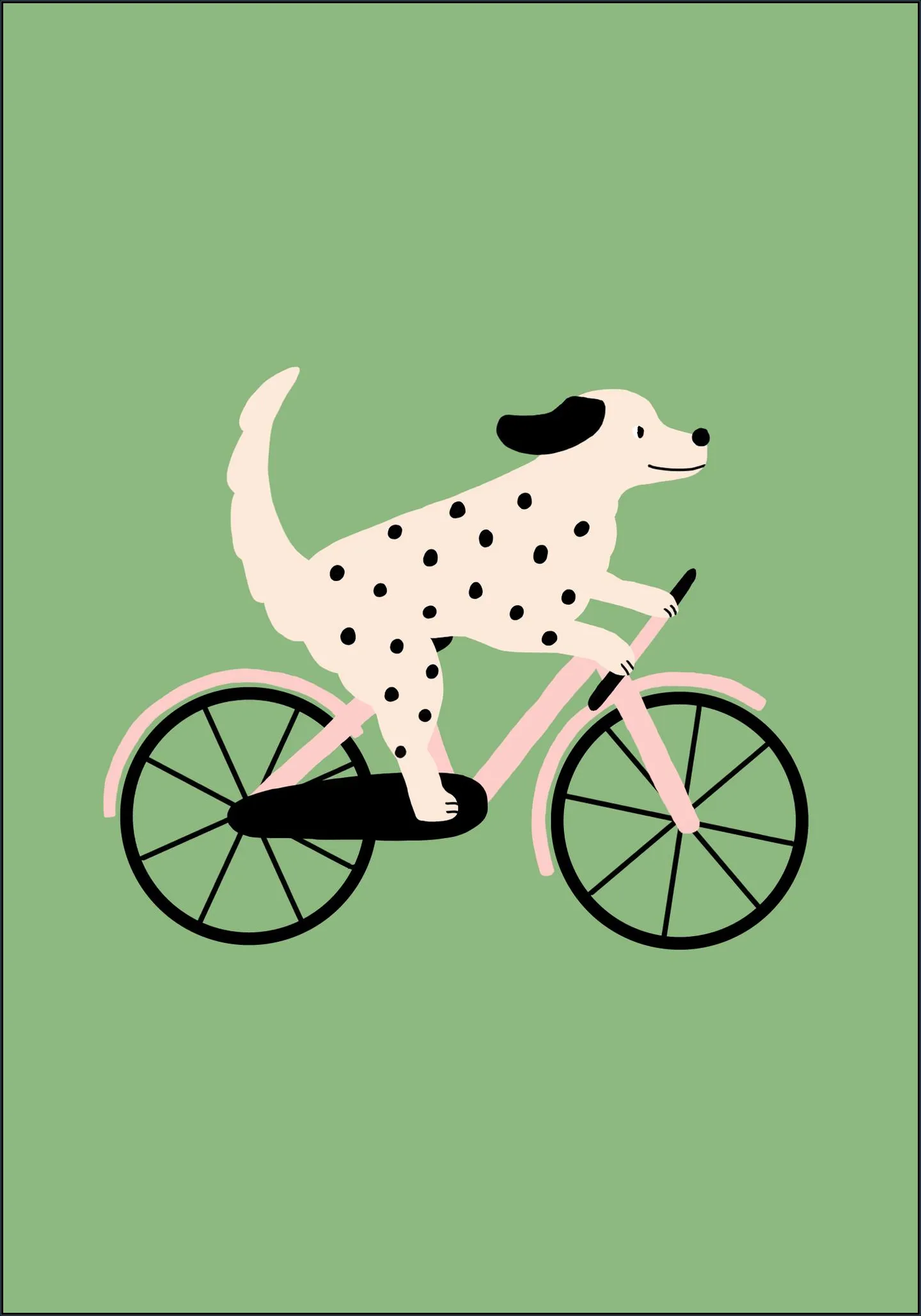 Spotted Dog Riding a Bicycle