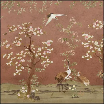 Chinoiserie Birds And Blossom Trees Terracotta