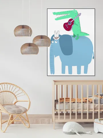 Elephant with a Guitar Playing Crocodile