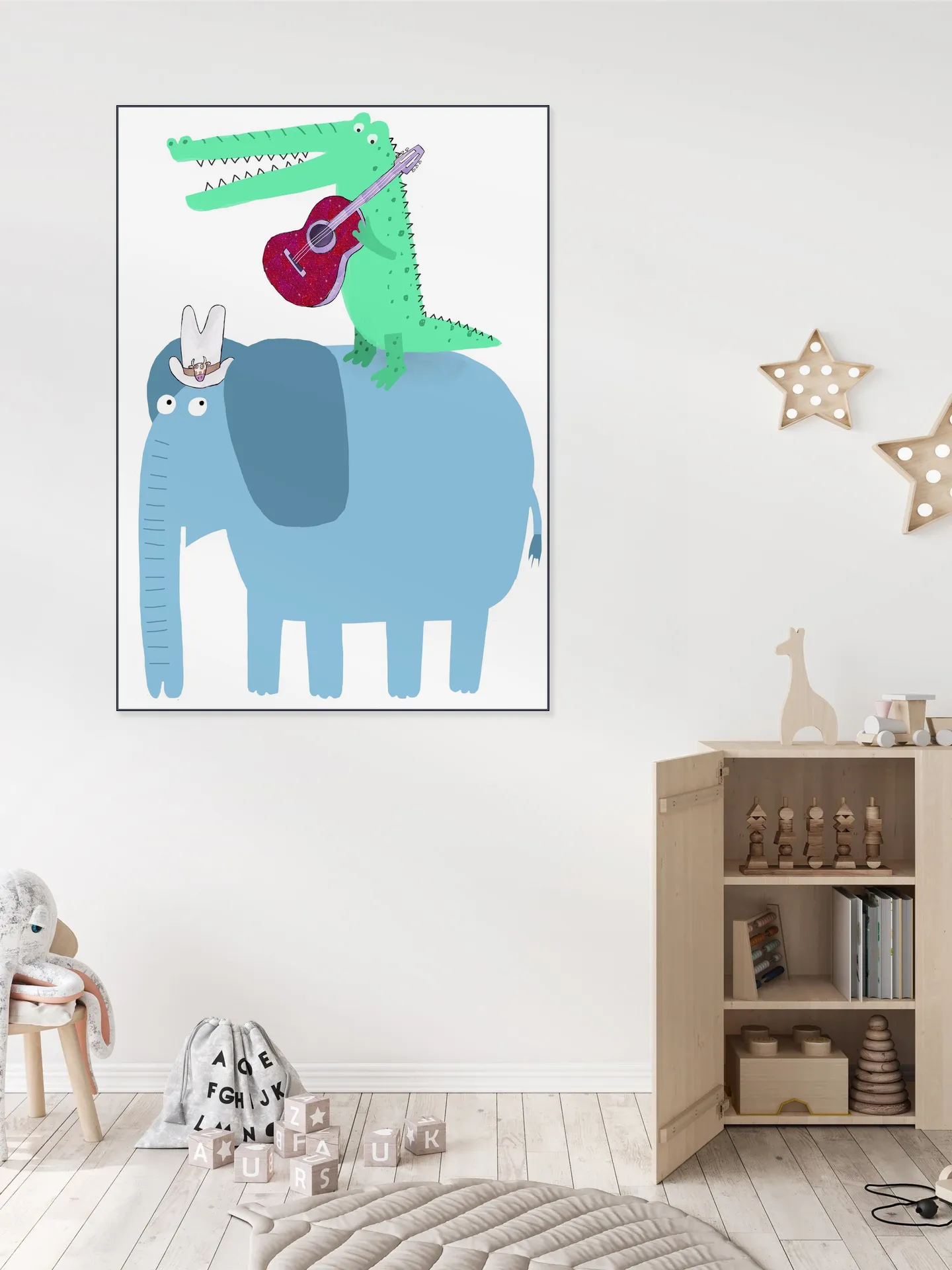 Elephant with a Guitar Playing Crocodile