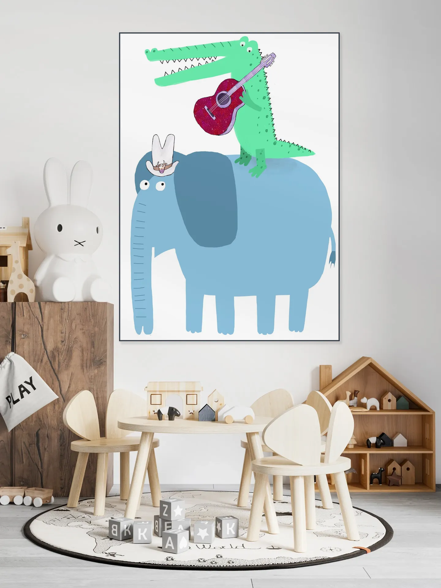 Elephant with a Guitar Playing Crocodile