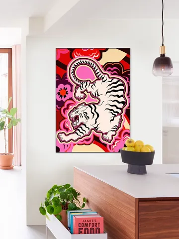 White Tiger Japanese Flowers Pink