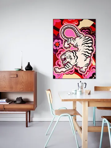 White Tiger Japanese Flowers Pink