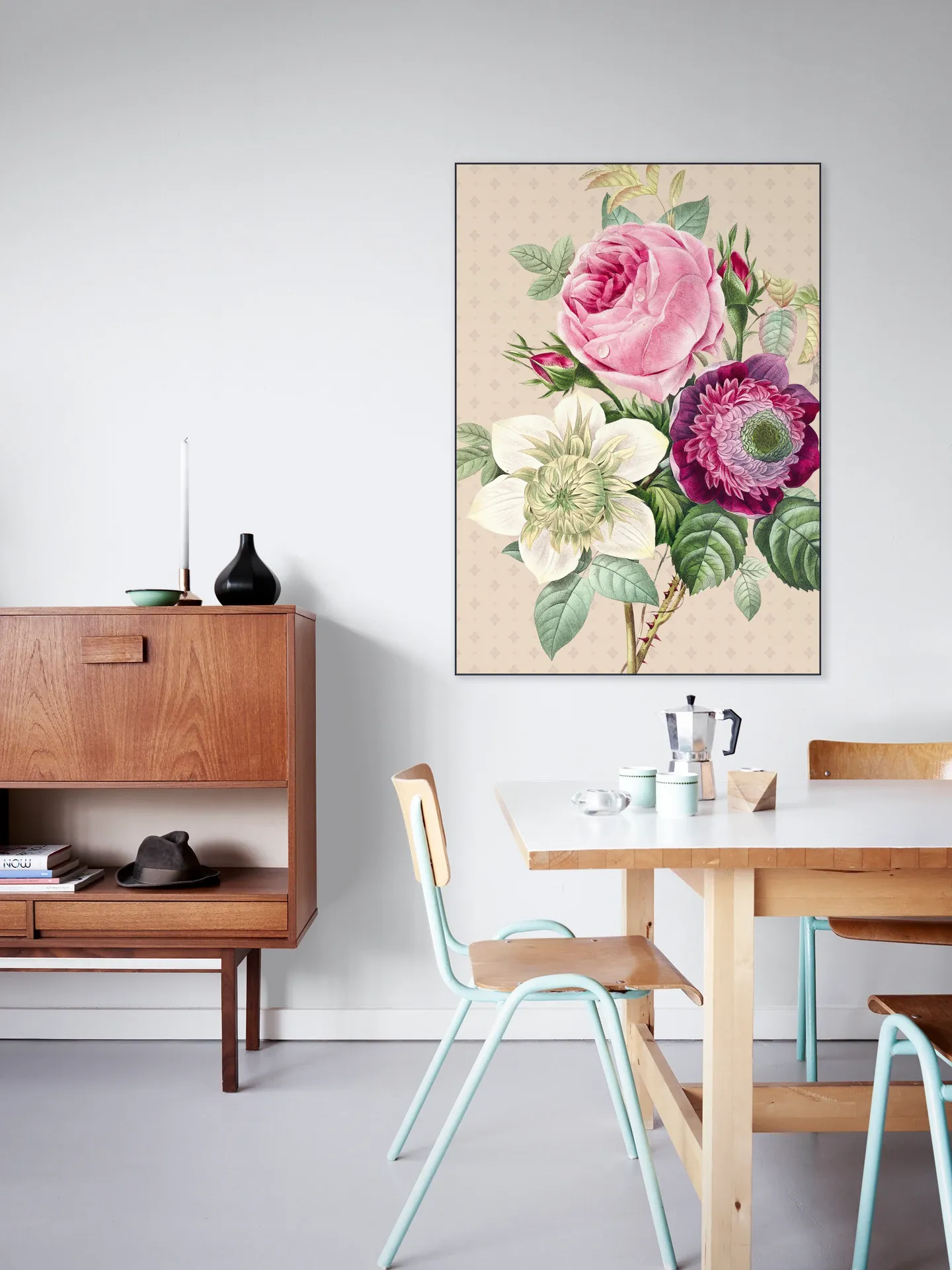 Vintage Redoute Peonies and Roses II