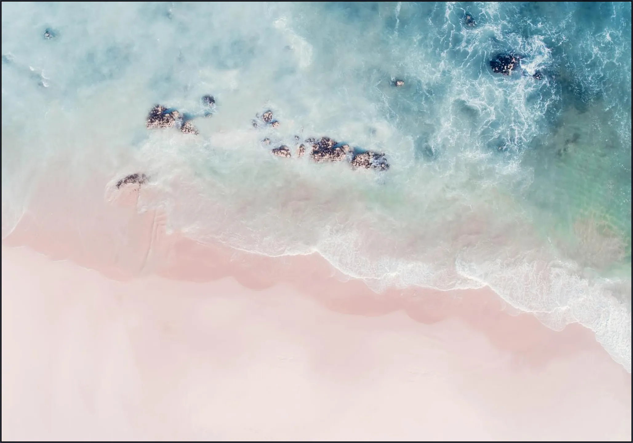 Aerial Ocean Pink Sand
