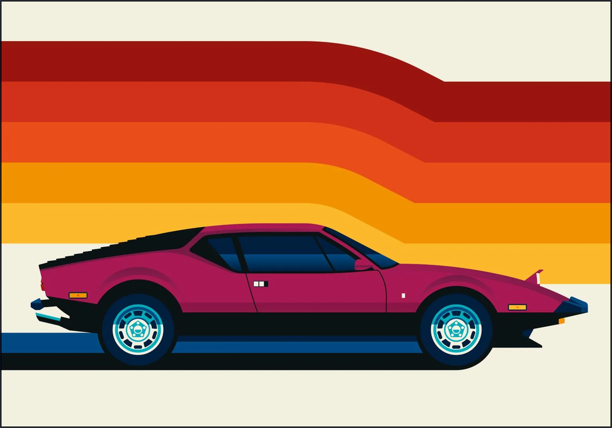 Maroon Sports Car Side