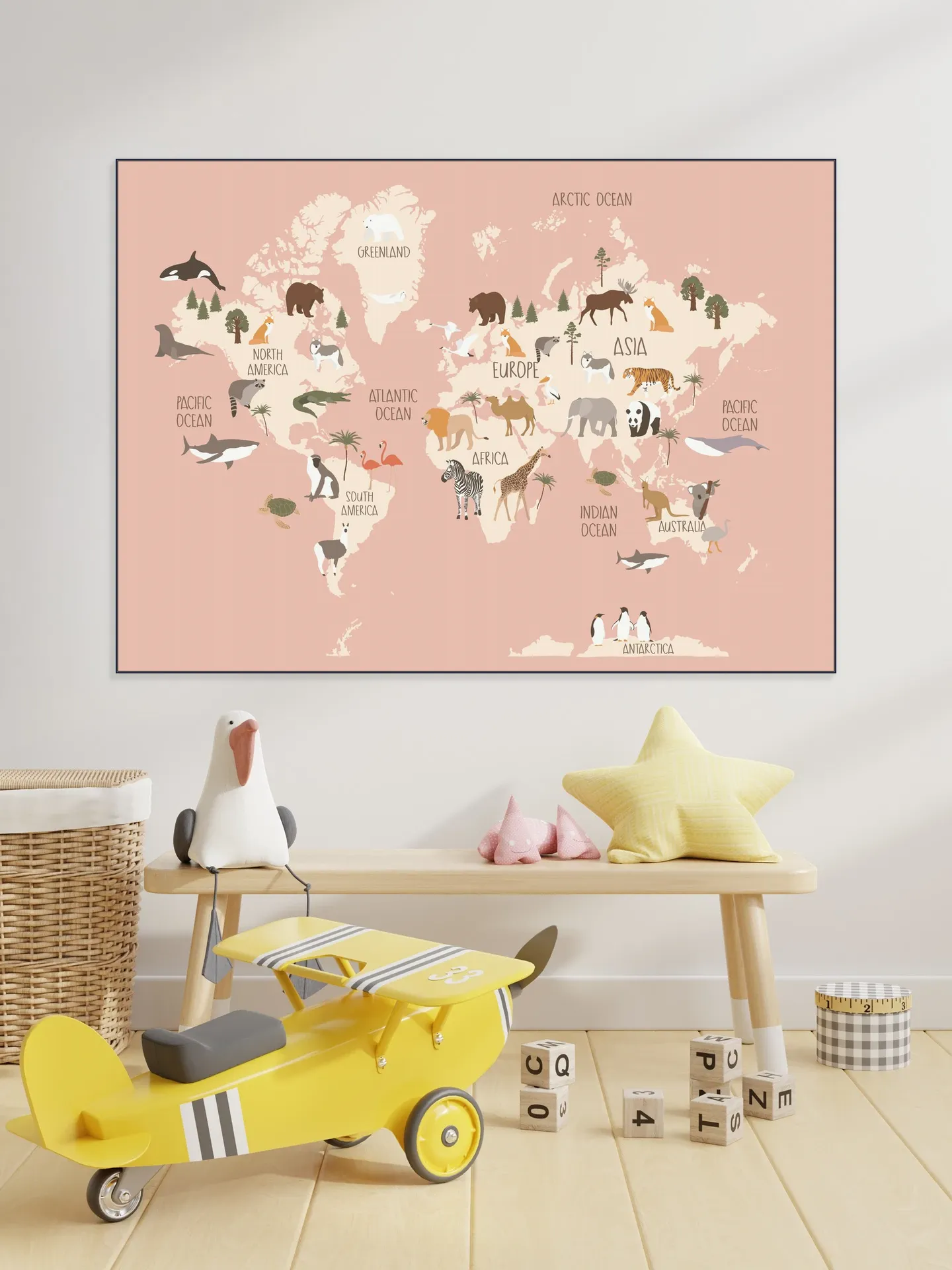 Nursery World Map (Pink)