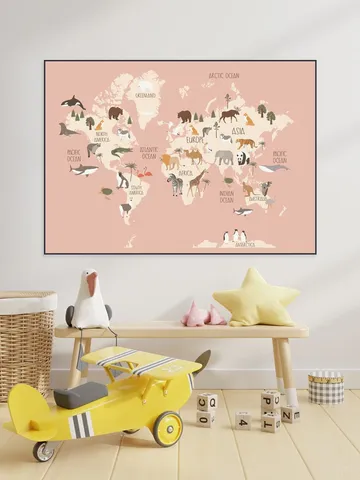 Nursery World Map (Pink)
