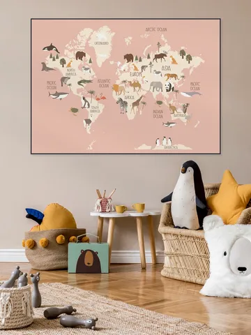 Nursery World Map (Pink)