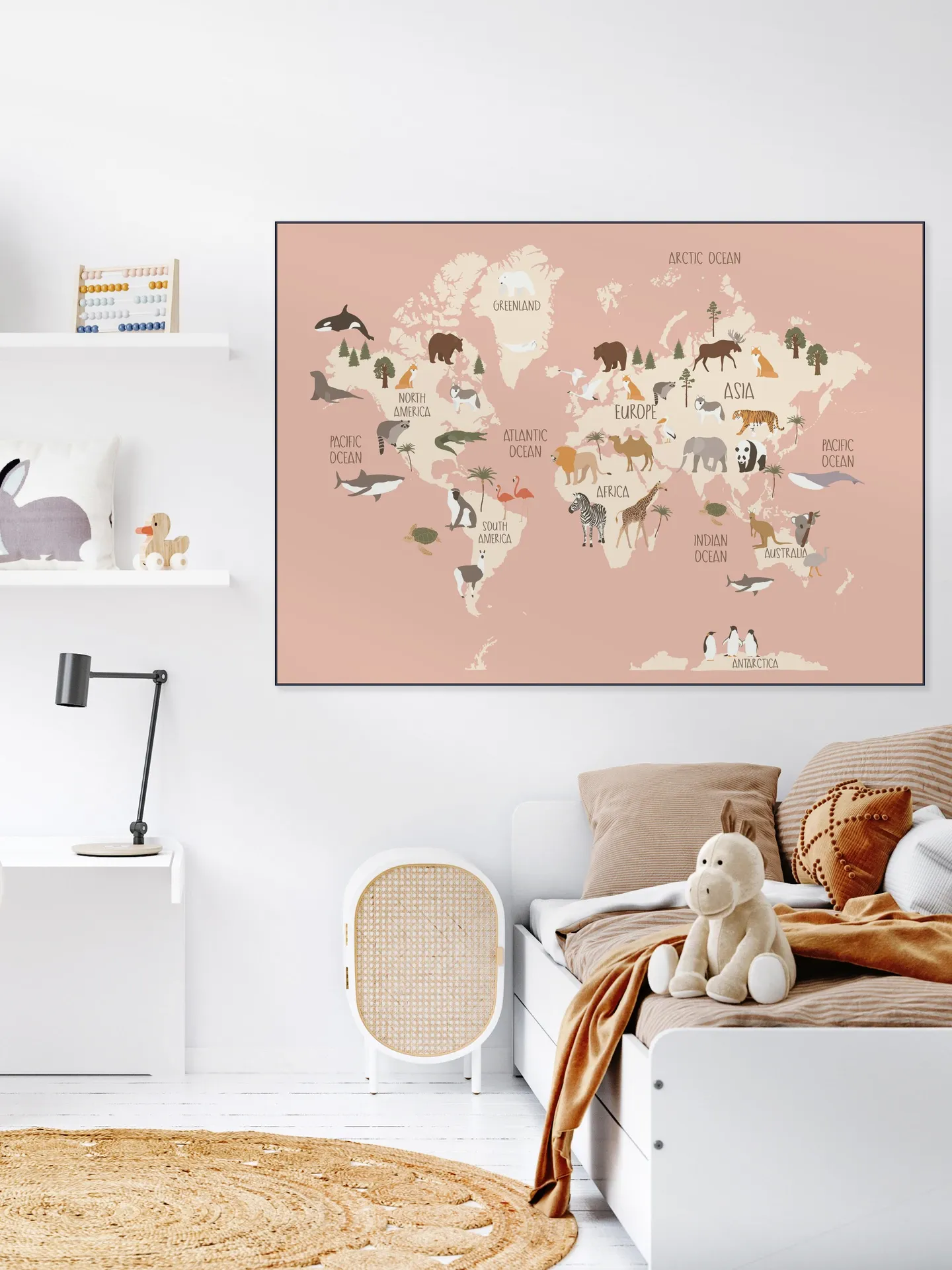 Nursery World Map (Pink)