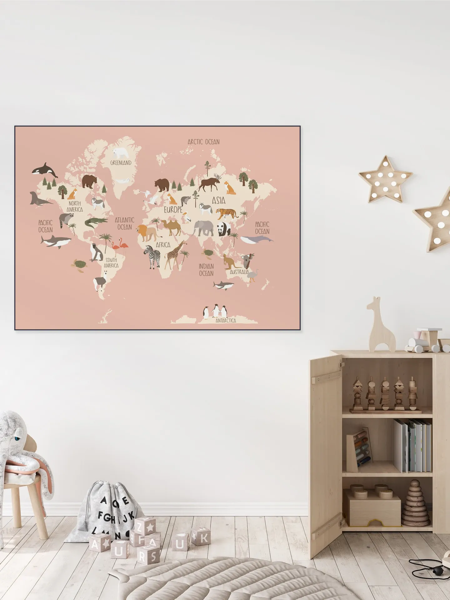 Nursery World Map (Pink)
