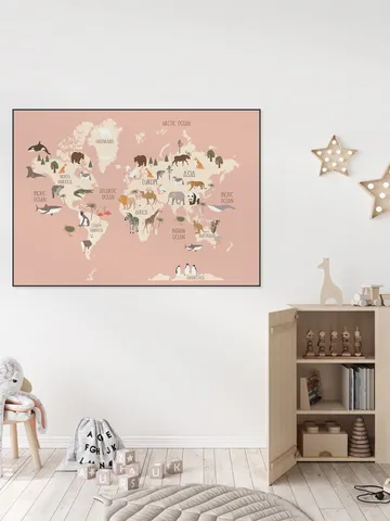 Nursery World Map (Pink)