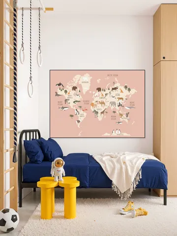 Nursery World Map (Pink)