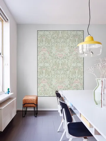 Morris Floral Damask & leaves - soft teal