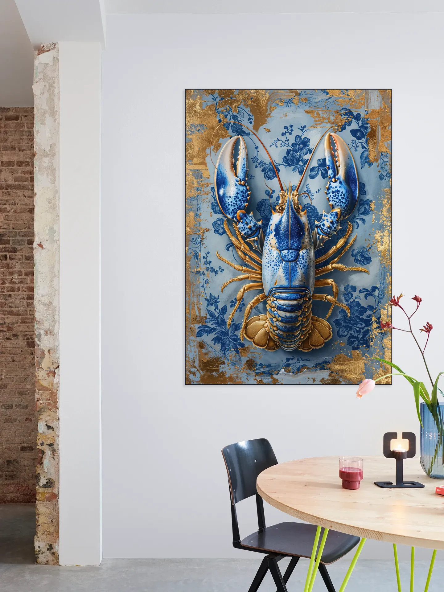 Painting Royal Delft Blue Lobster