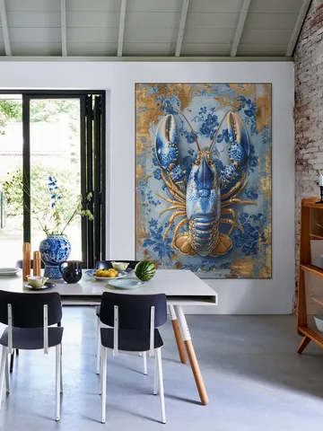 Painting Royal Delft Blue Lobster