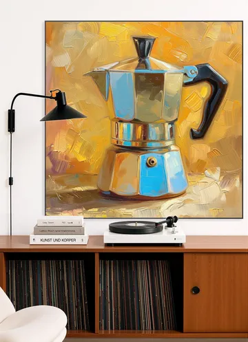 Painting of a Silver Italian Percolator