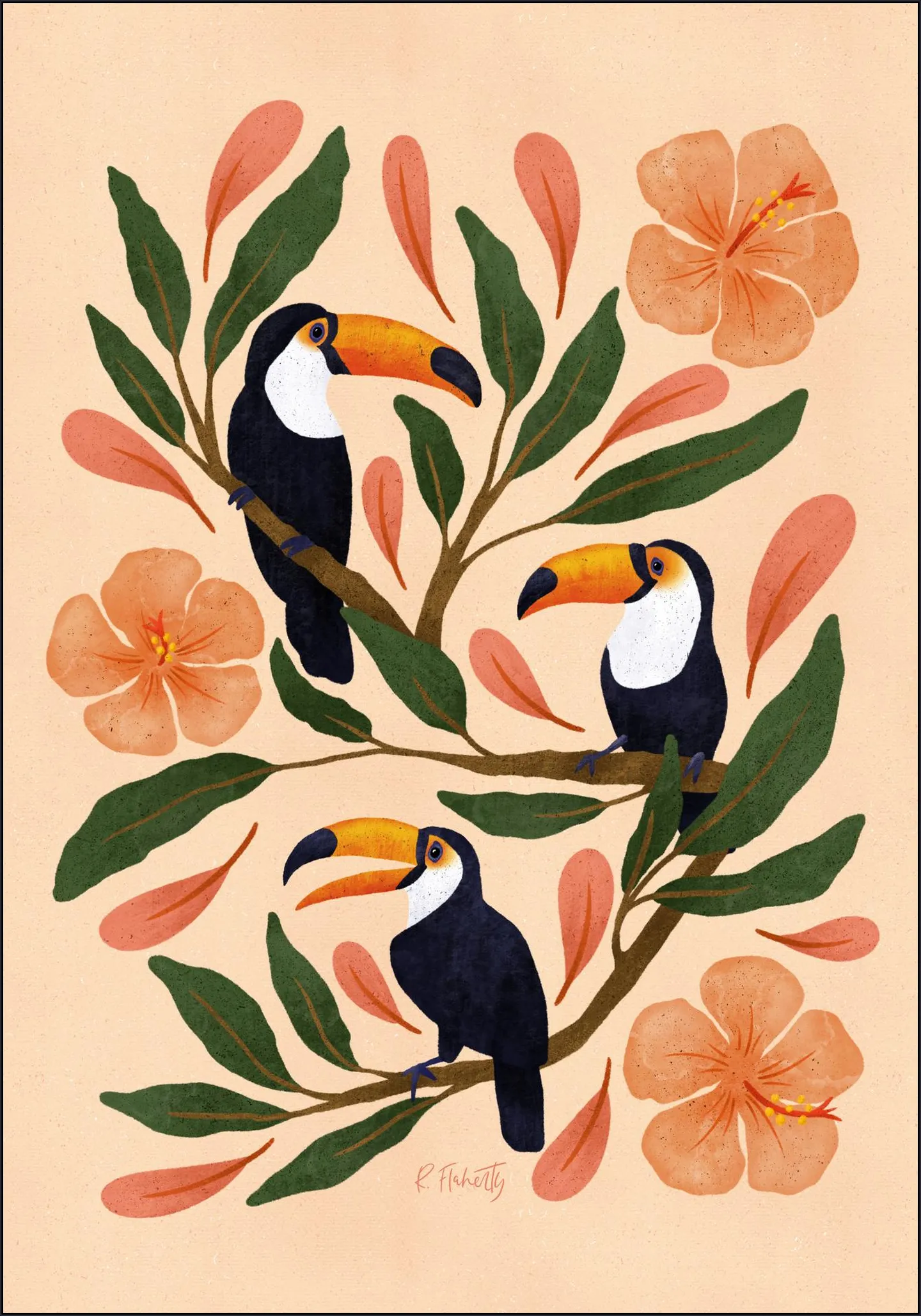 Toucans in the Hibiscus