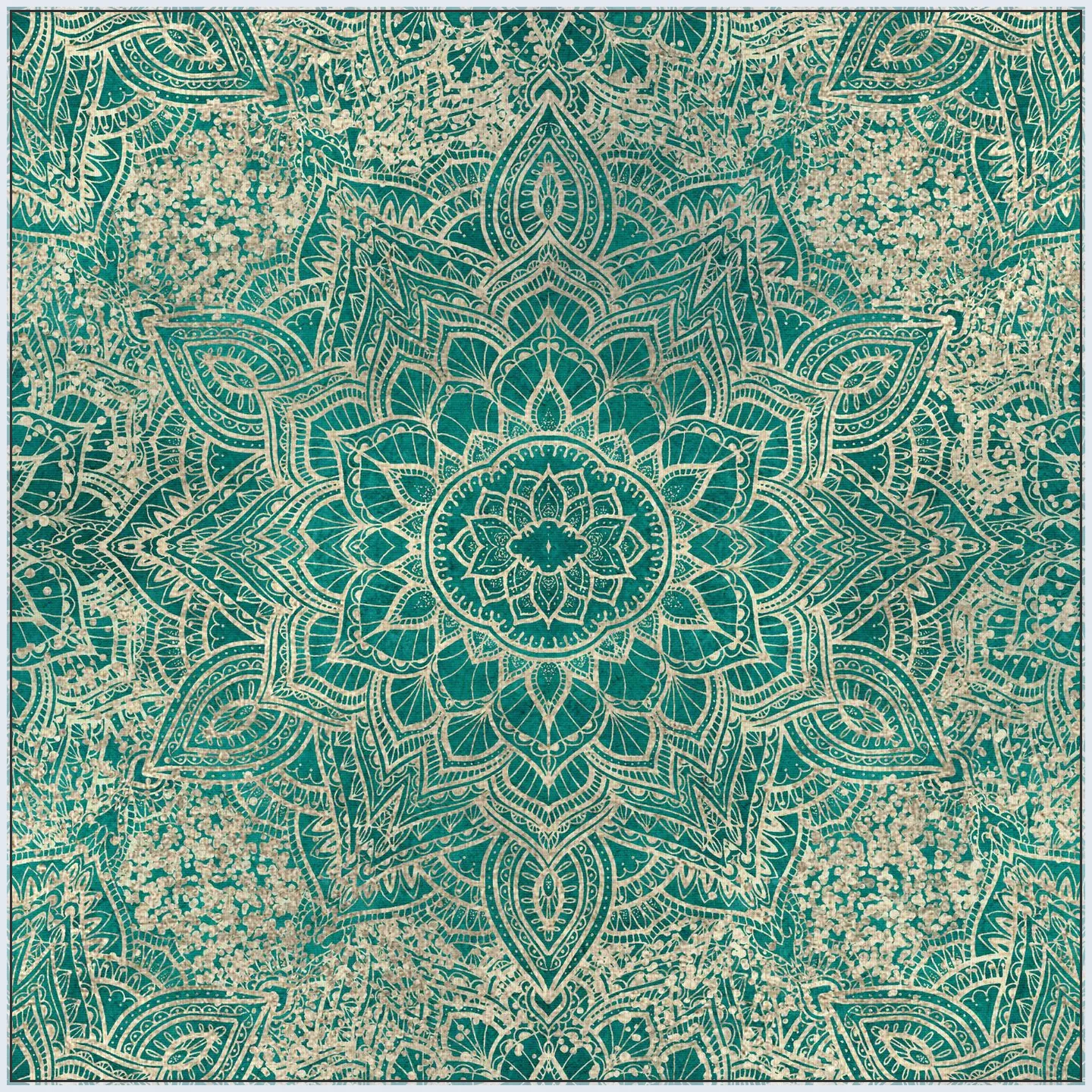 Boho Sparkling Mandala Allover Teal Gold