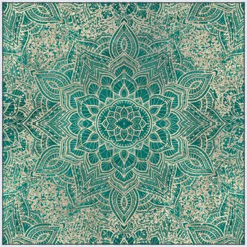 Boho Sparkling Mandala Allover Teal Gold