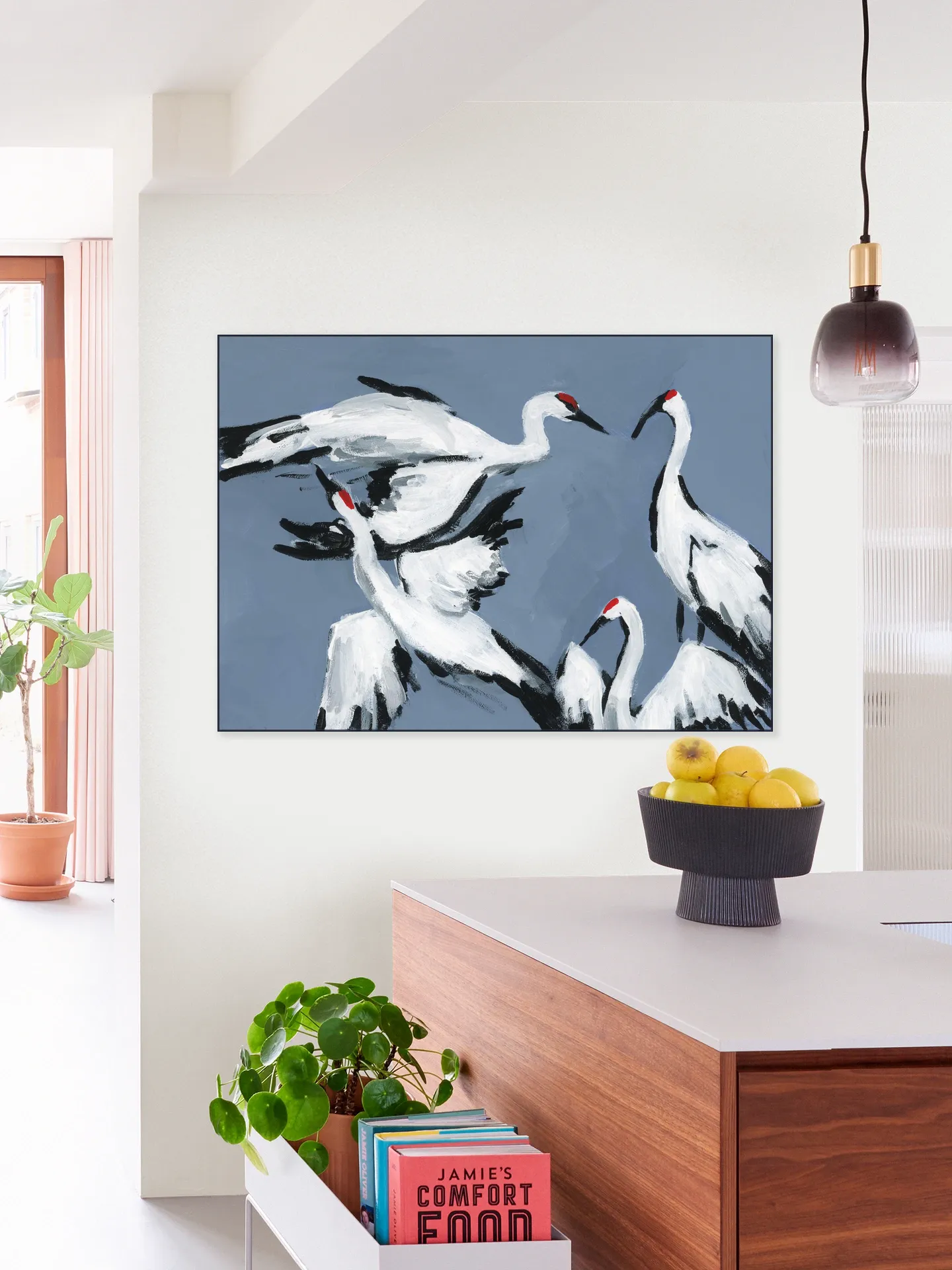 Cranes on Dutch Blue