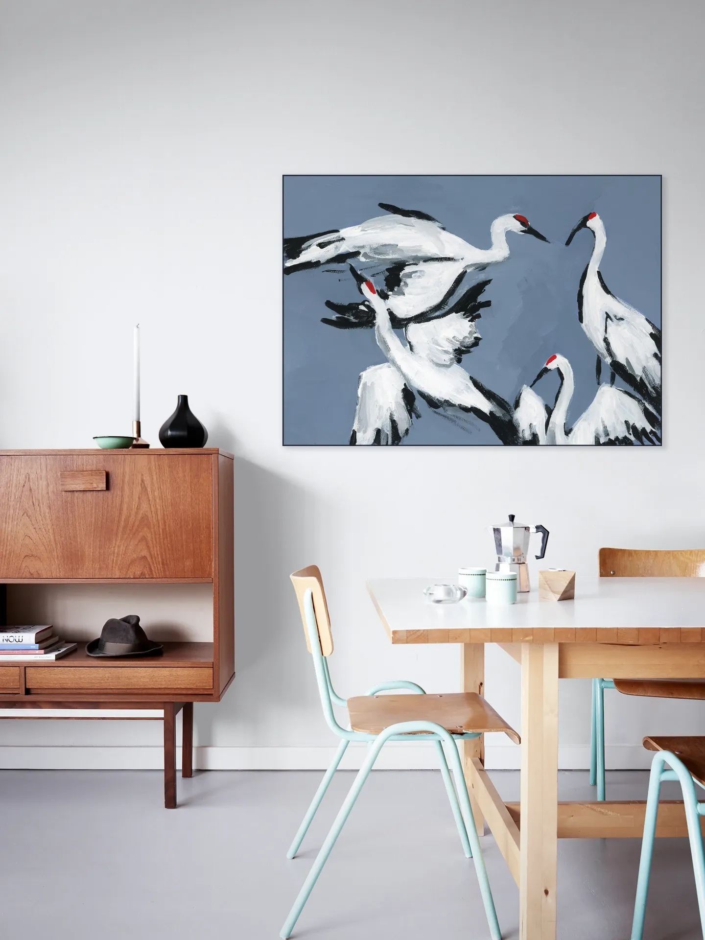 Cranes on Dutch Blue