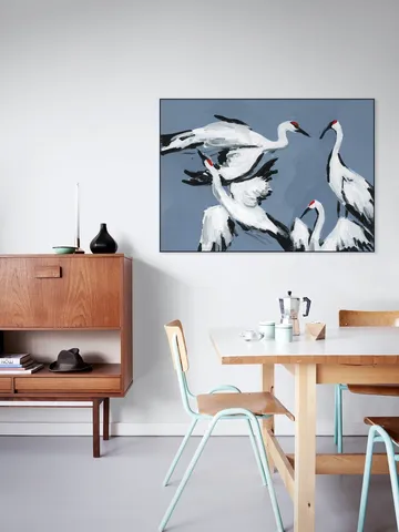Cranes on Dutch Blue