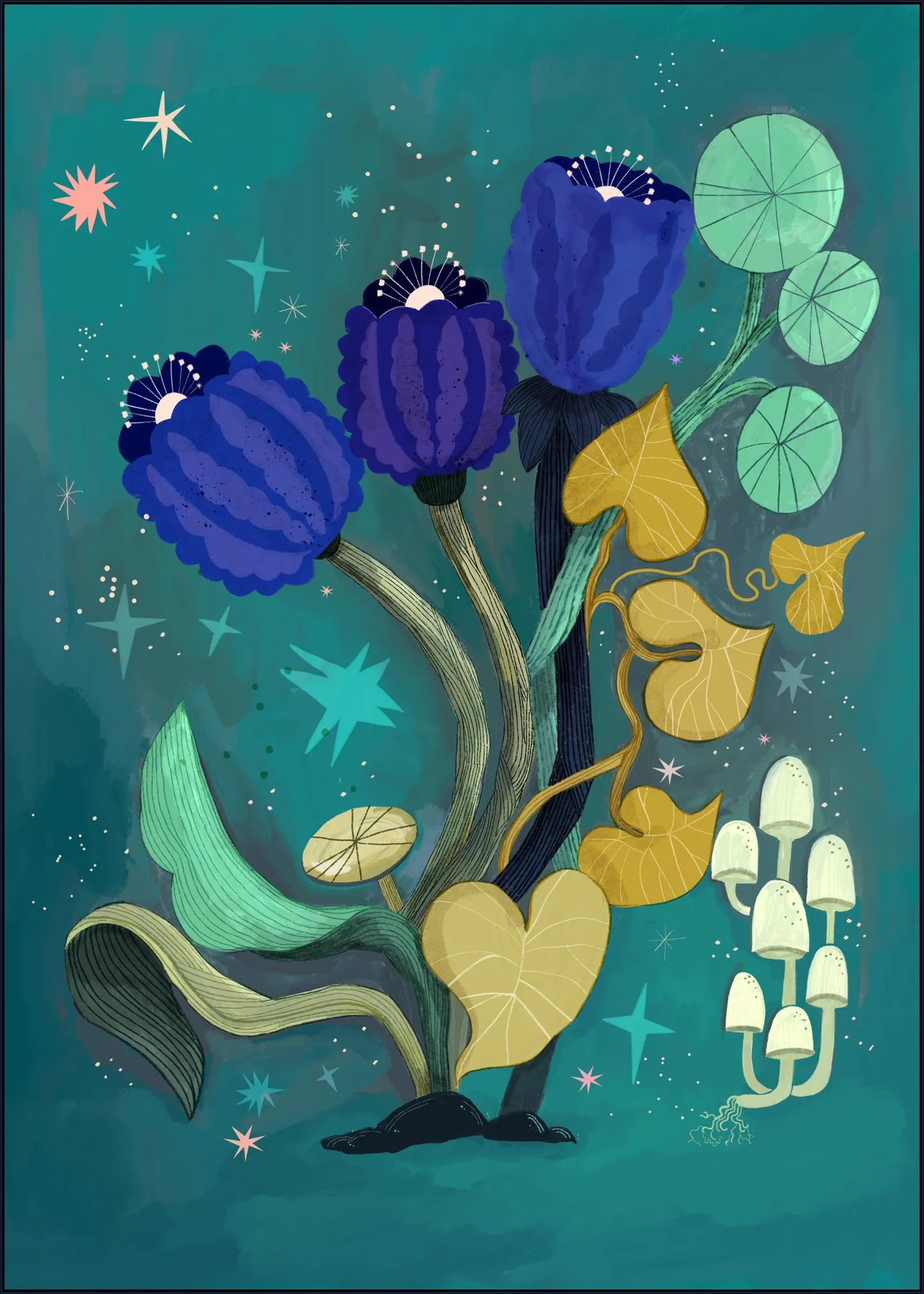 Magic Teal Flower Garden
