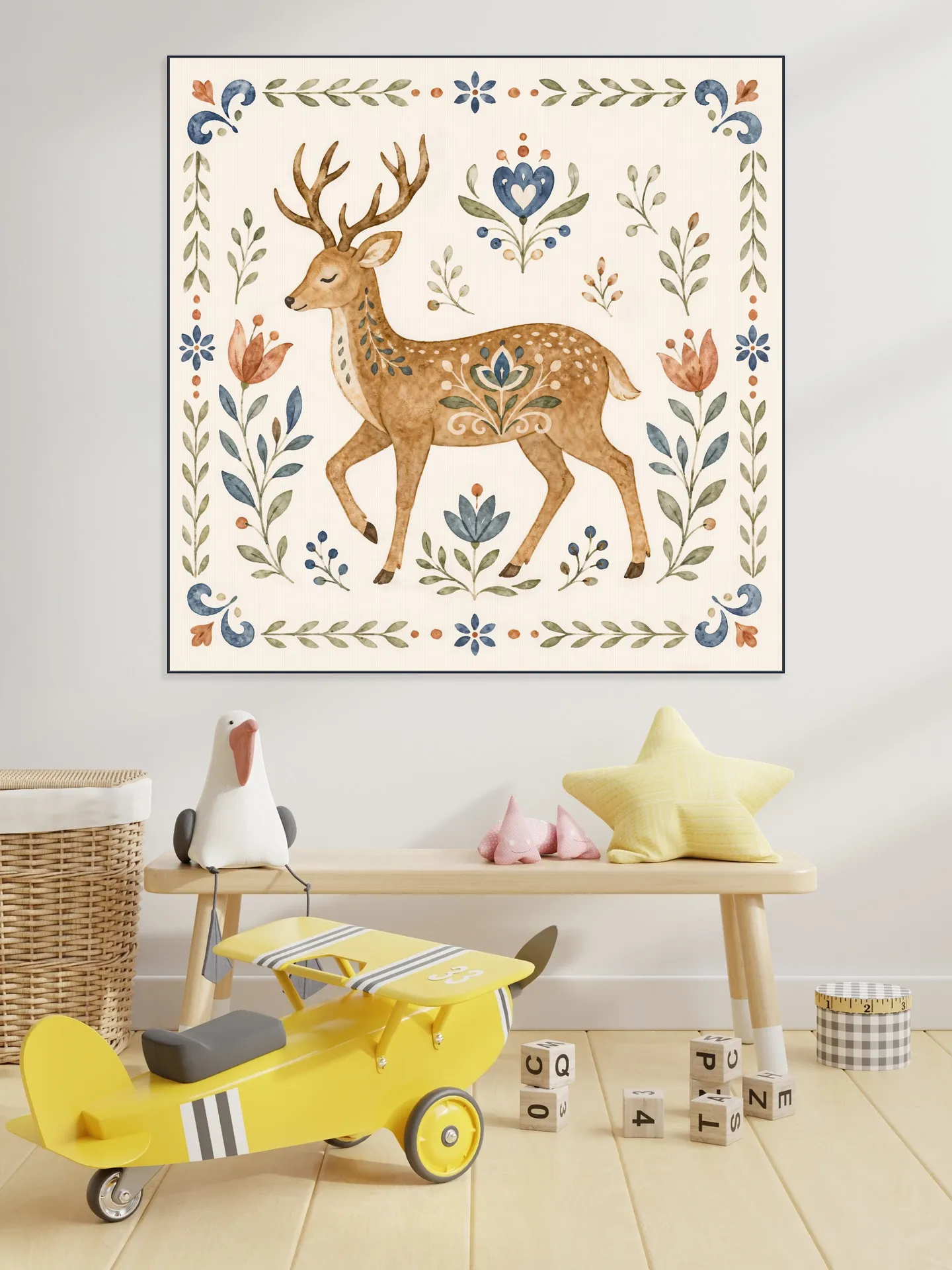 Folk Art - Deer in Watercolor