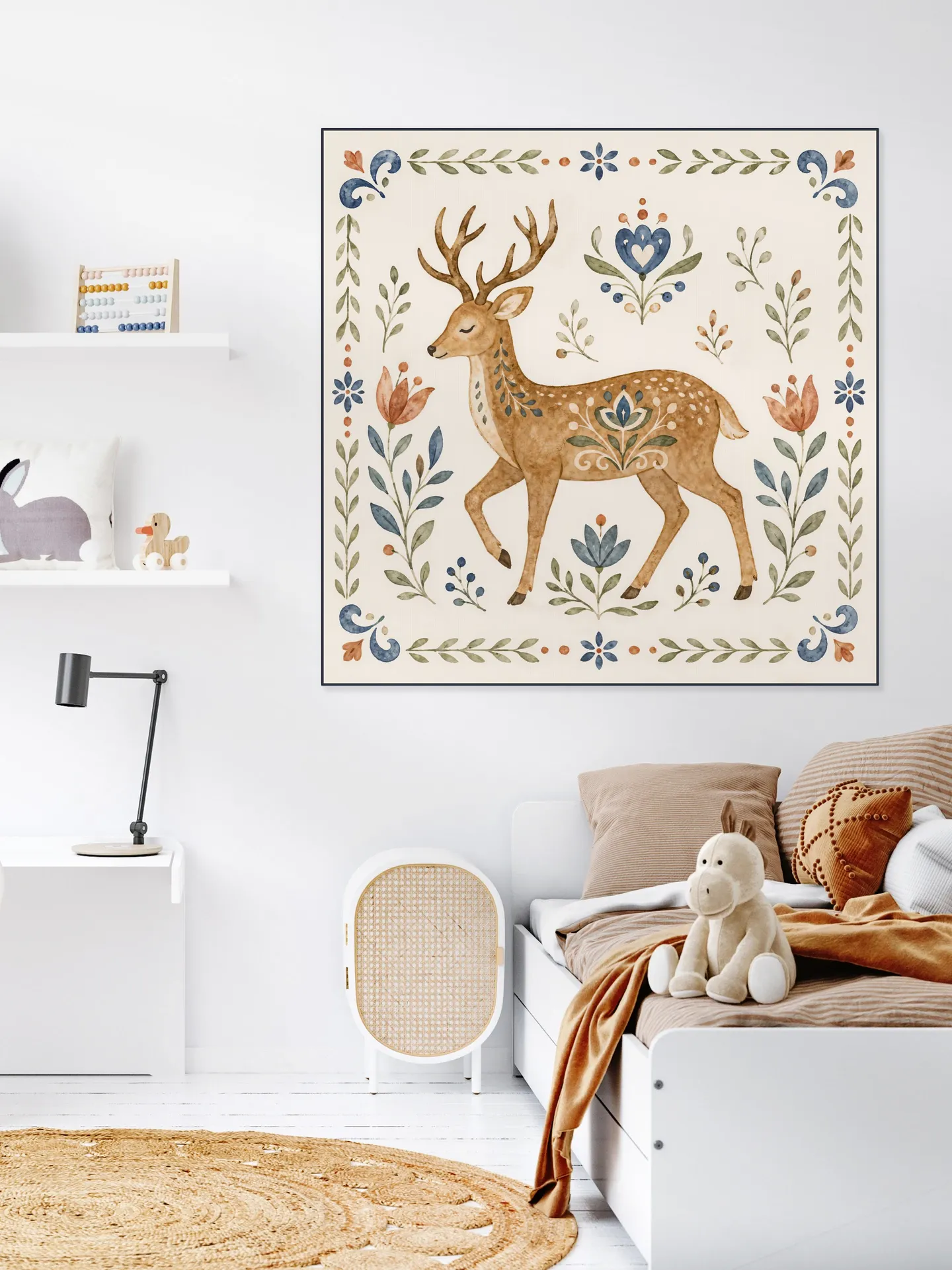 Folk Art - Deer in Watercolor